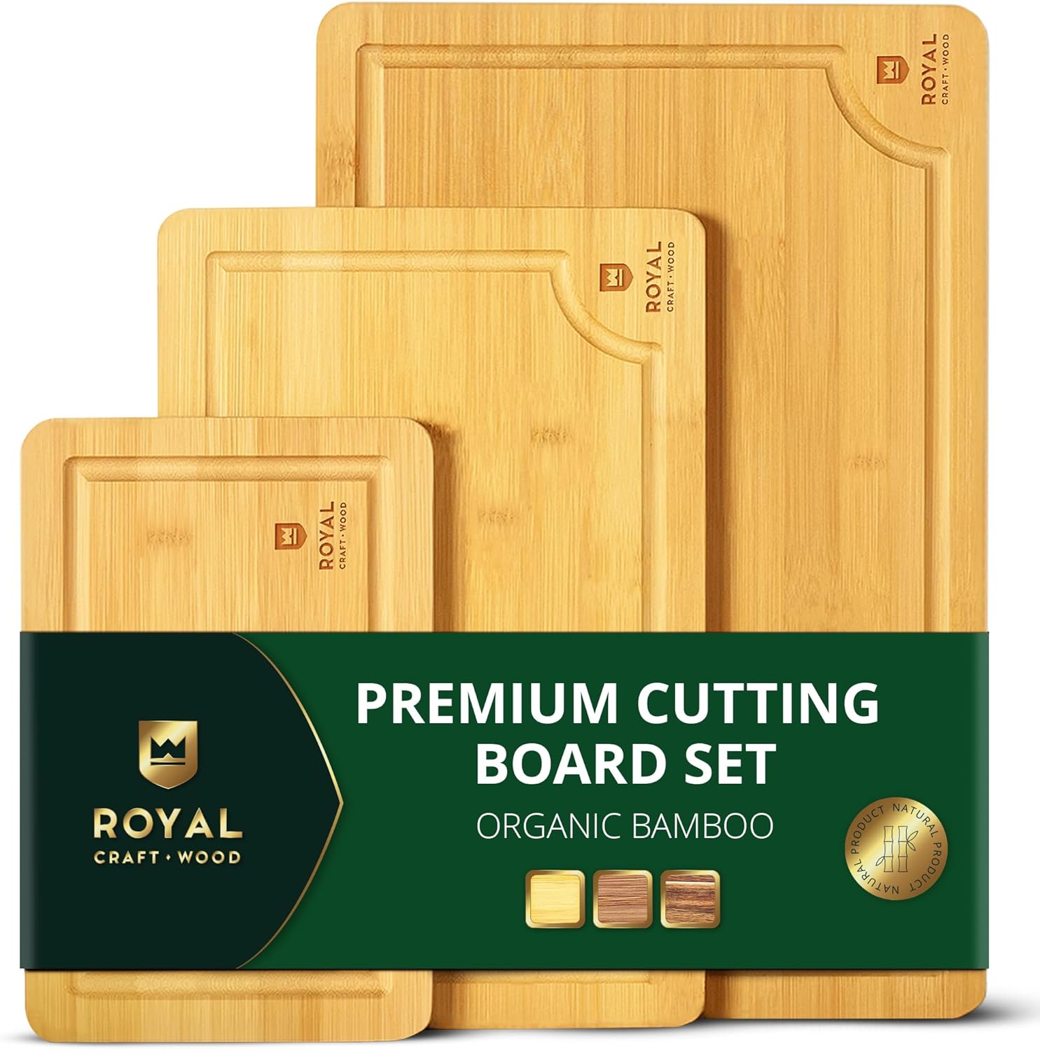 Royal Craft Wood Bamboo Cutting Board Set