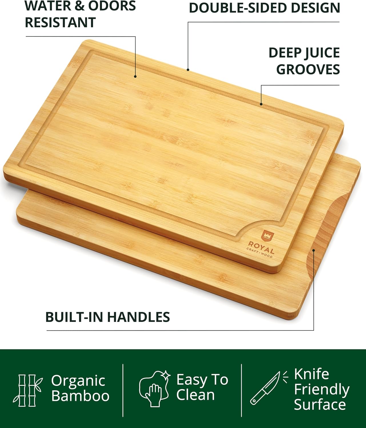 Royal Craft Wood Bamboo Cutting Board Set view 4