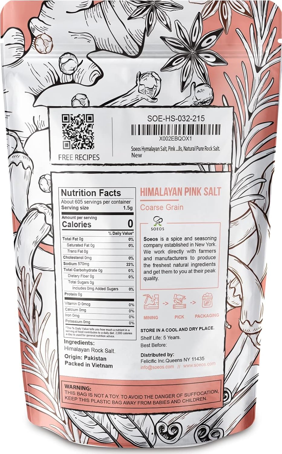 Soeos Himalayan Pink Salt Coarse Grain - 2 lbs view 2