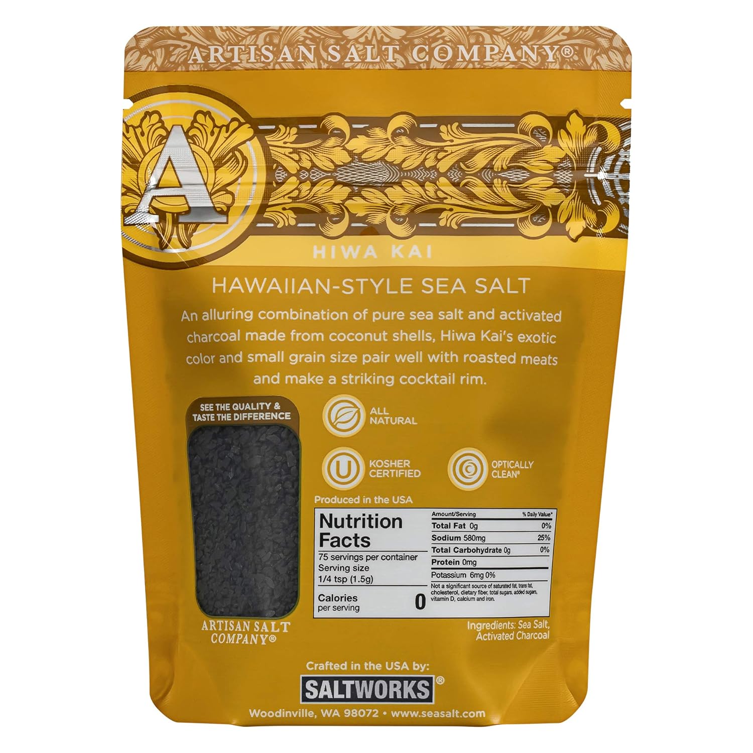 Hawaiian Black Lava Sea Salt - 4 oz view 2