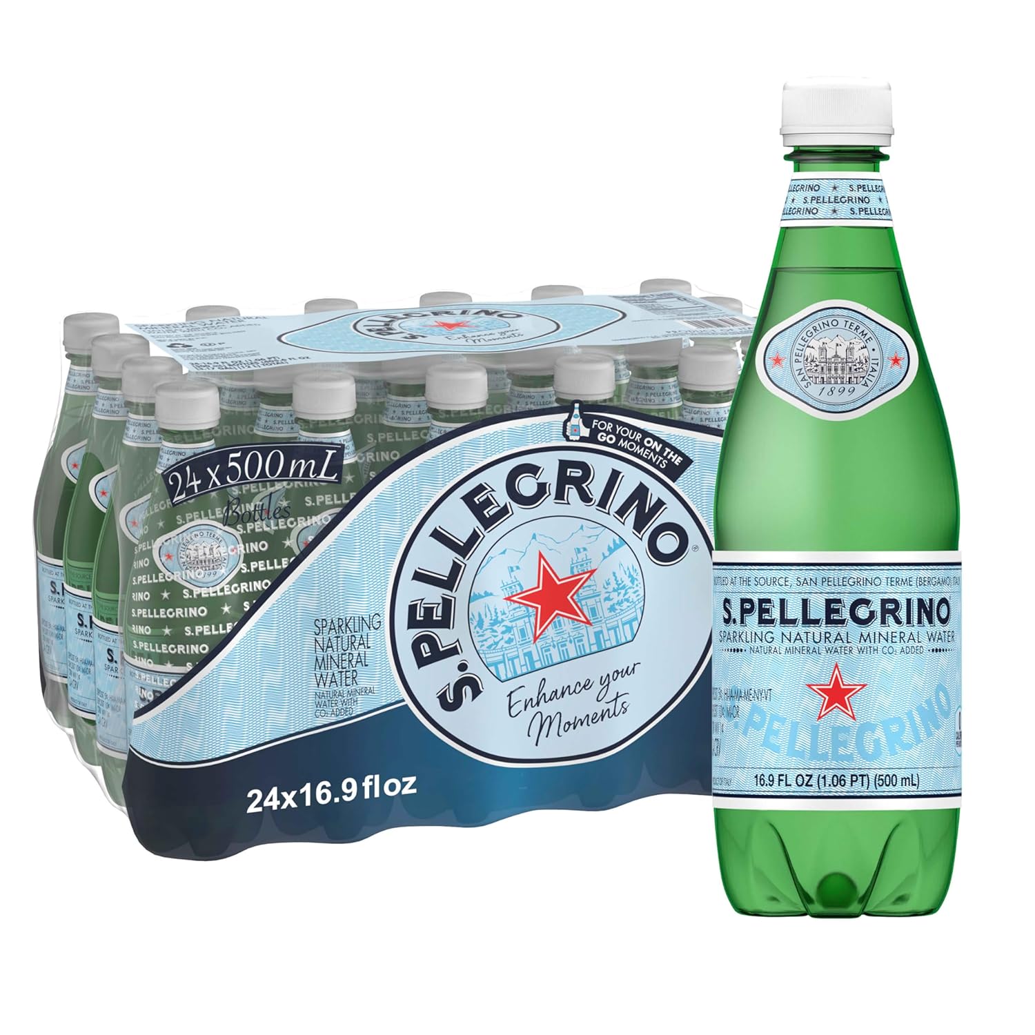 San Pellegrino Sparkling Natural Mineral Water, 25.3-ounce glass bottles (Pack of 12)