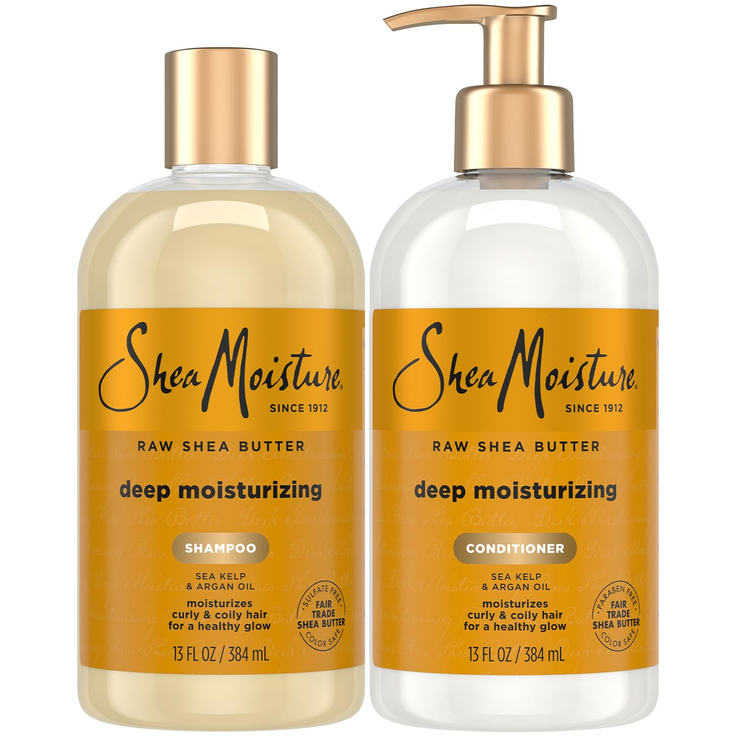 SheaMoisture Shampoo & Conditioner Set, Deep Moisturizing with Raw Shea Butter for Dry, Damaged, or Transitioning Hair – New Look, Sulfate-Free, Cruelty-Free, 13 Oz Ea