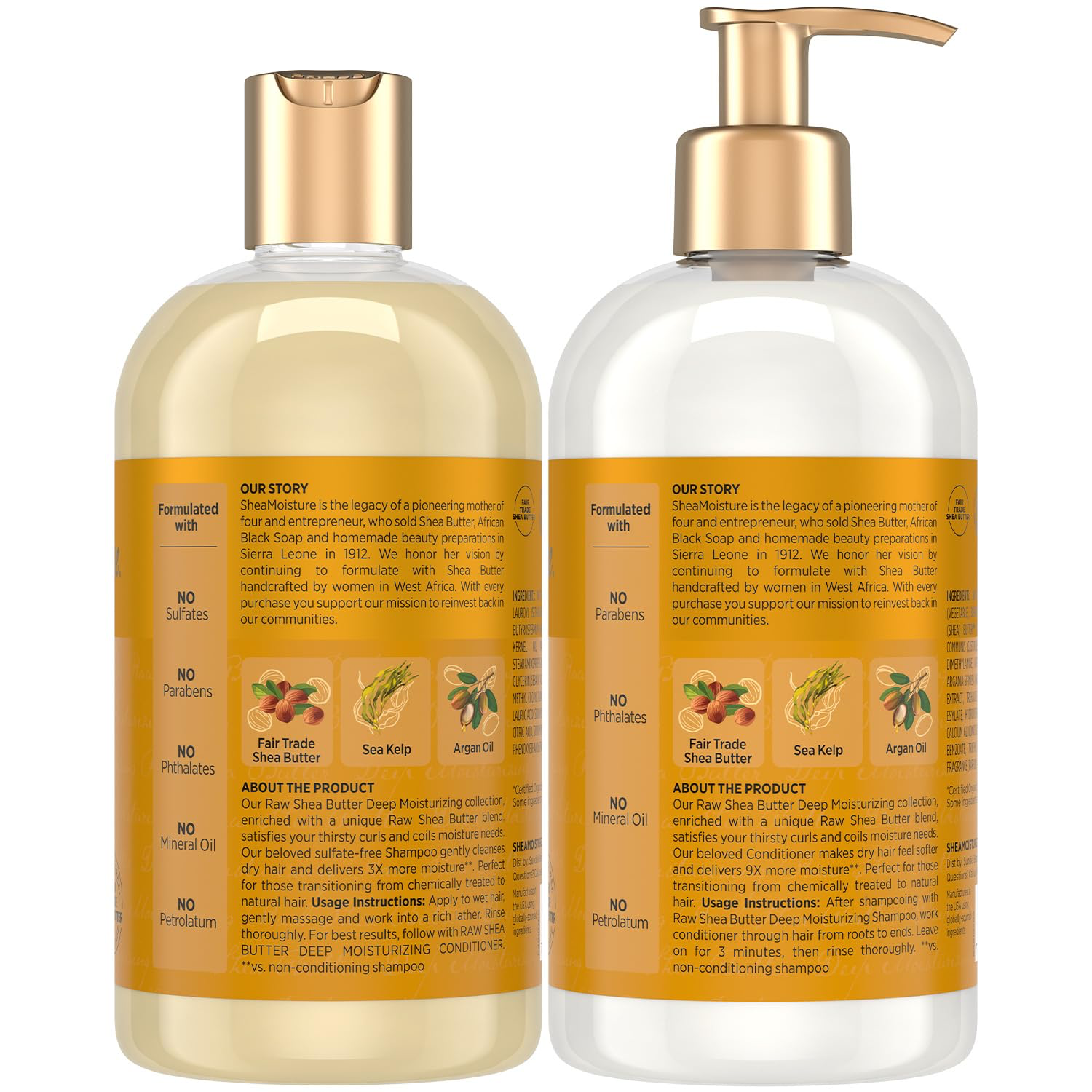 SheaMoisture Shampoo & Conditioner Set, Deep Moisturizing with Raw Shea Butter for Dry, Damaged, or Transitioning Hair – New Look, Sulfate-Free, Cruelty-Free, 13 Oz Ea view 2