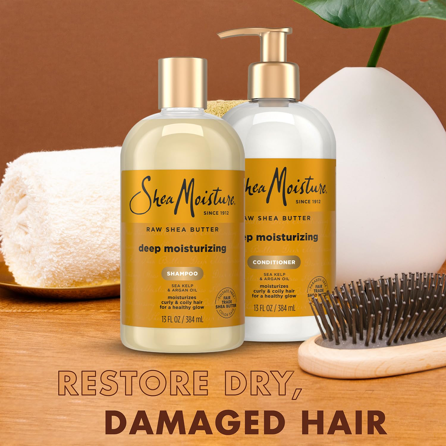 SheaMoisture Shampoo & Conditioner Set, Deep Moisturizing with Raw Shea Butter for Dry, Damaged, or Transitioning Hair – New Look, Sulfate-Free, Cruelty-Free, 13 Oz Ea view 4