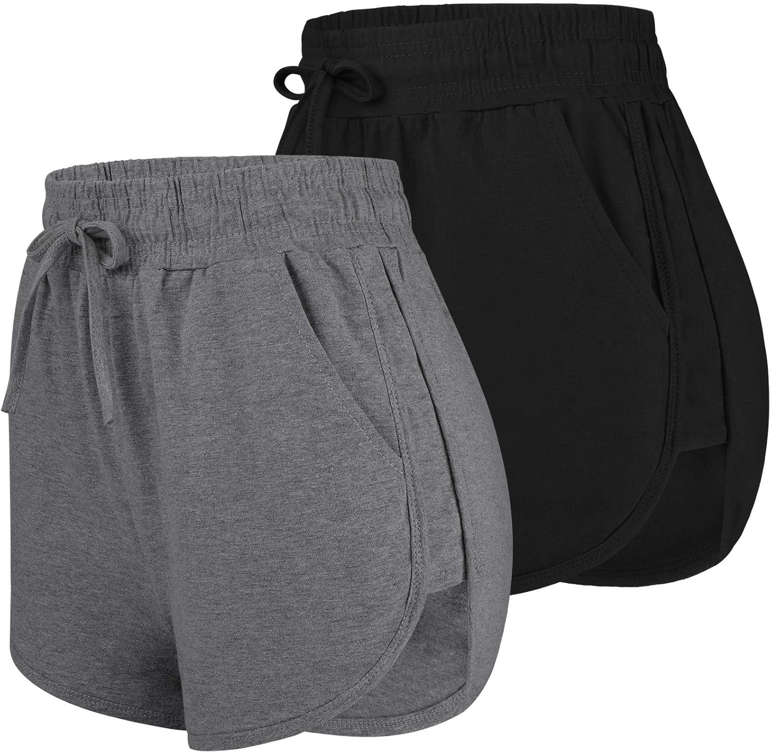 URATOT 2 Pack Cotton Yoga Shorts with Pockets