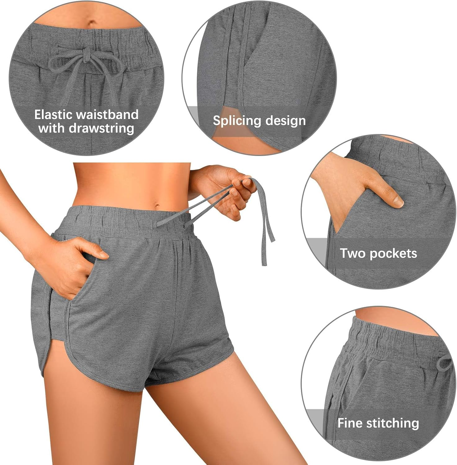 URATOT 2 Pack Cotton Yoga Shorts with Pockets view 2