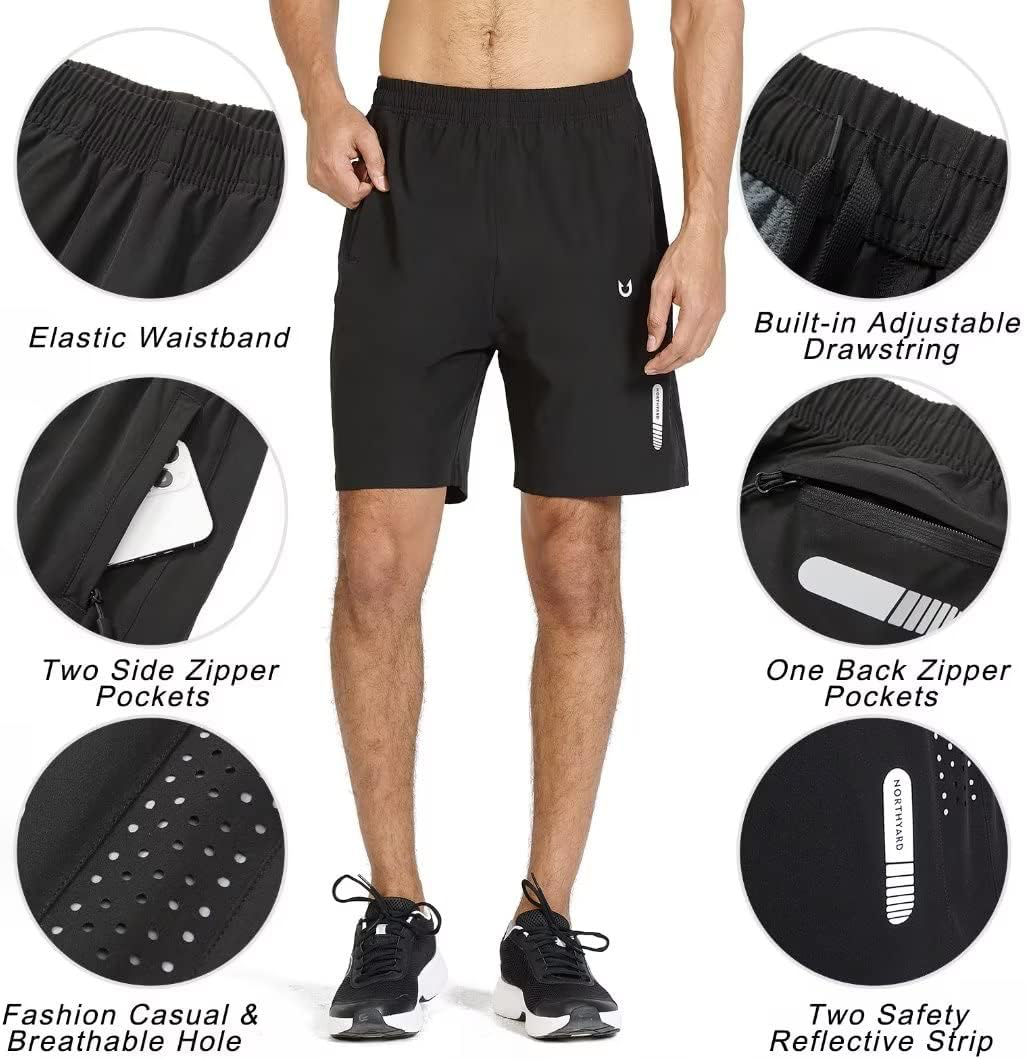 NORTHYARD Men's Athletic Running Shorts view 4