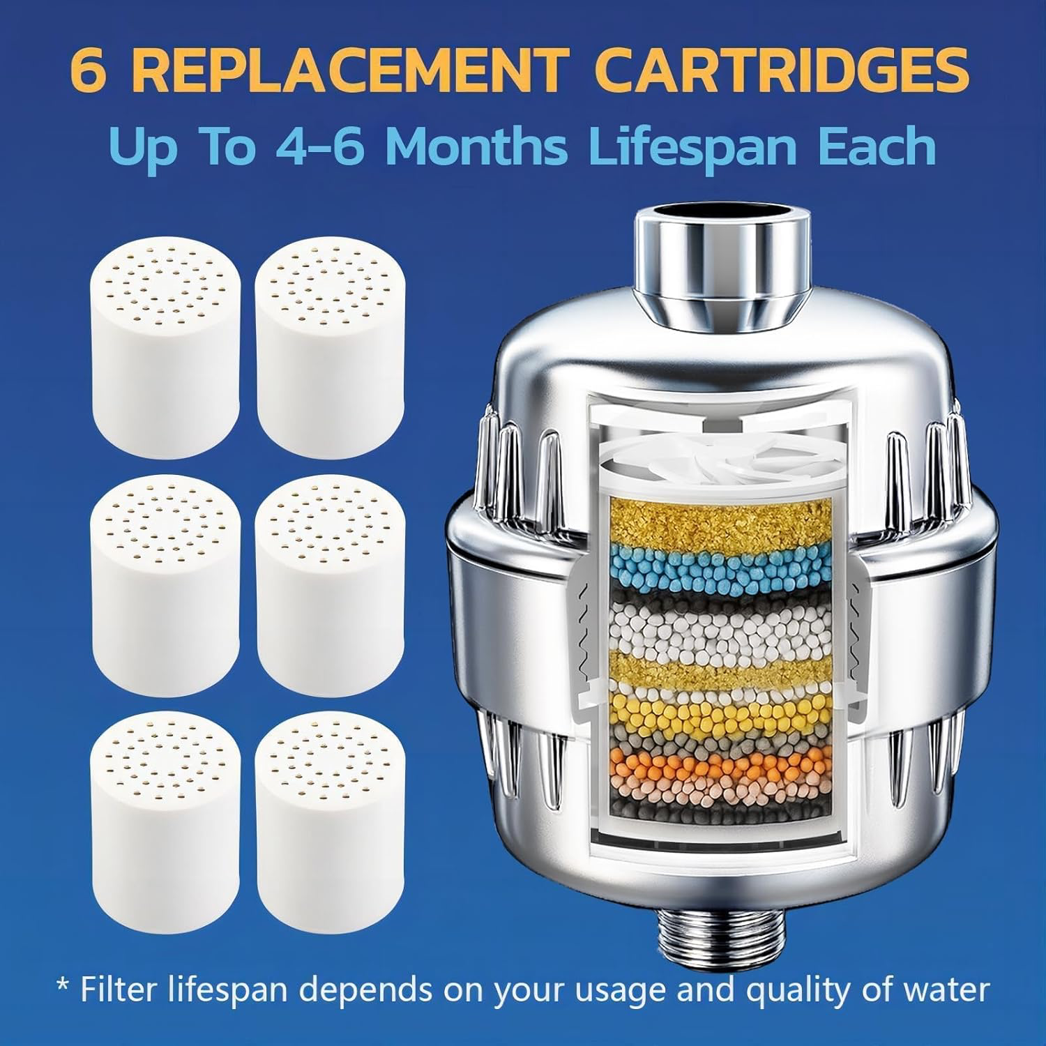 Beati Faucet Chrome Shower Filter - 6 Cartridges view 3