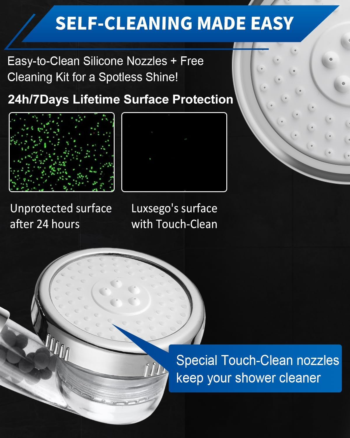 Luxsego Filtered Shower Head - 3 Modes view 4