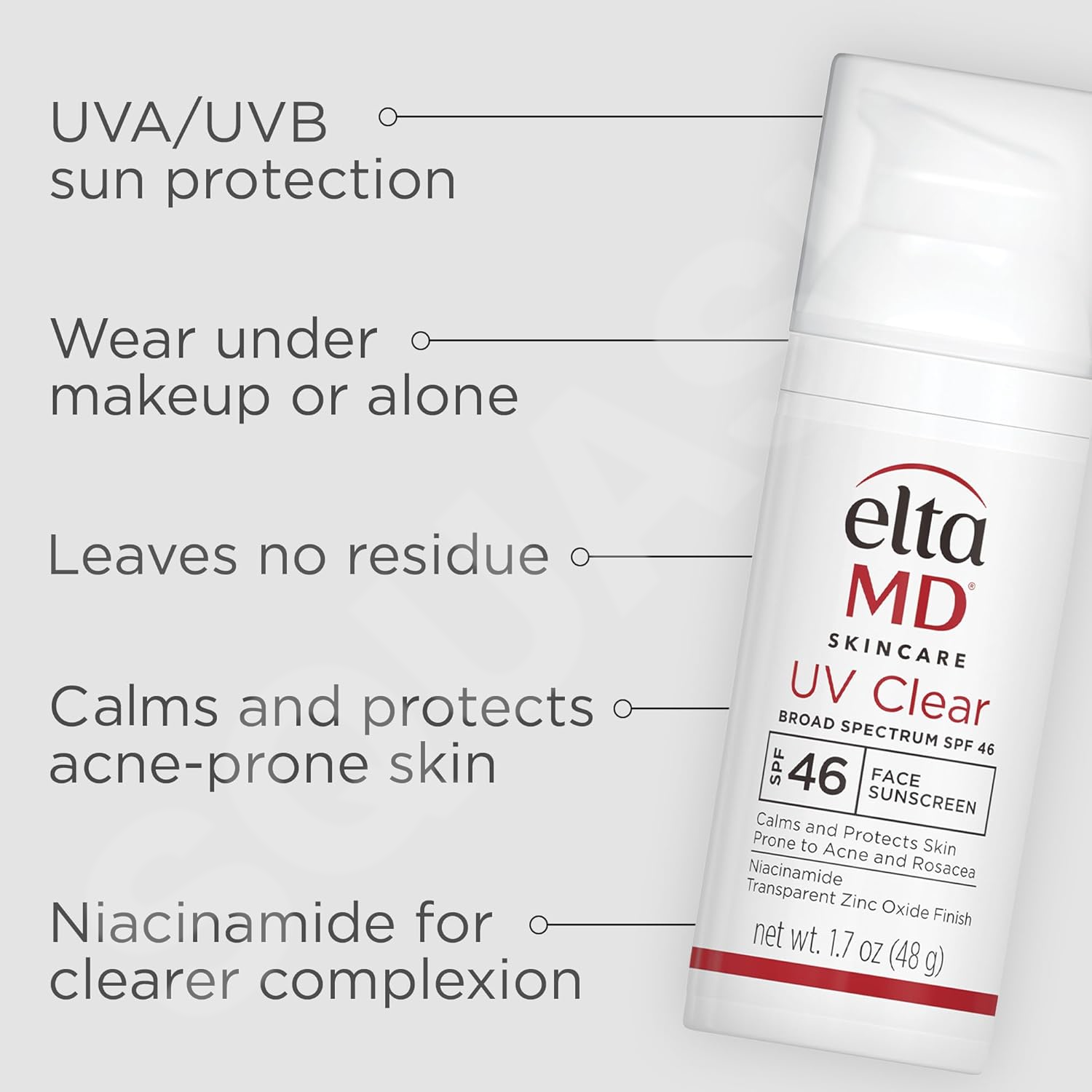 EltaMD UV Clear Face Sunscreen SPF 46, Oil-Free Sunscreen with Zinc Oxide, Dermatologist Recommended view 2