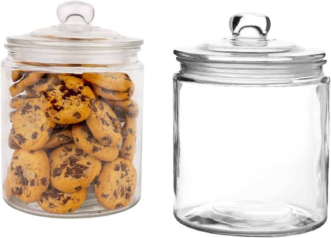 Glass Storage Jars with Lids - 2 Liter Set of 2