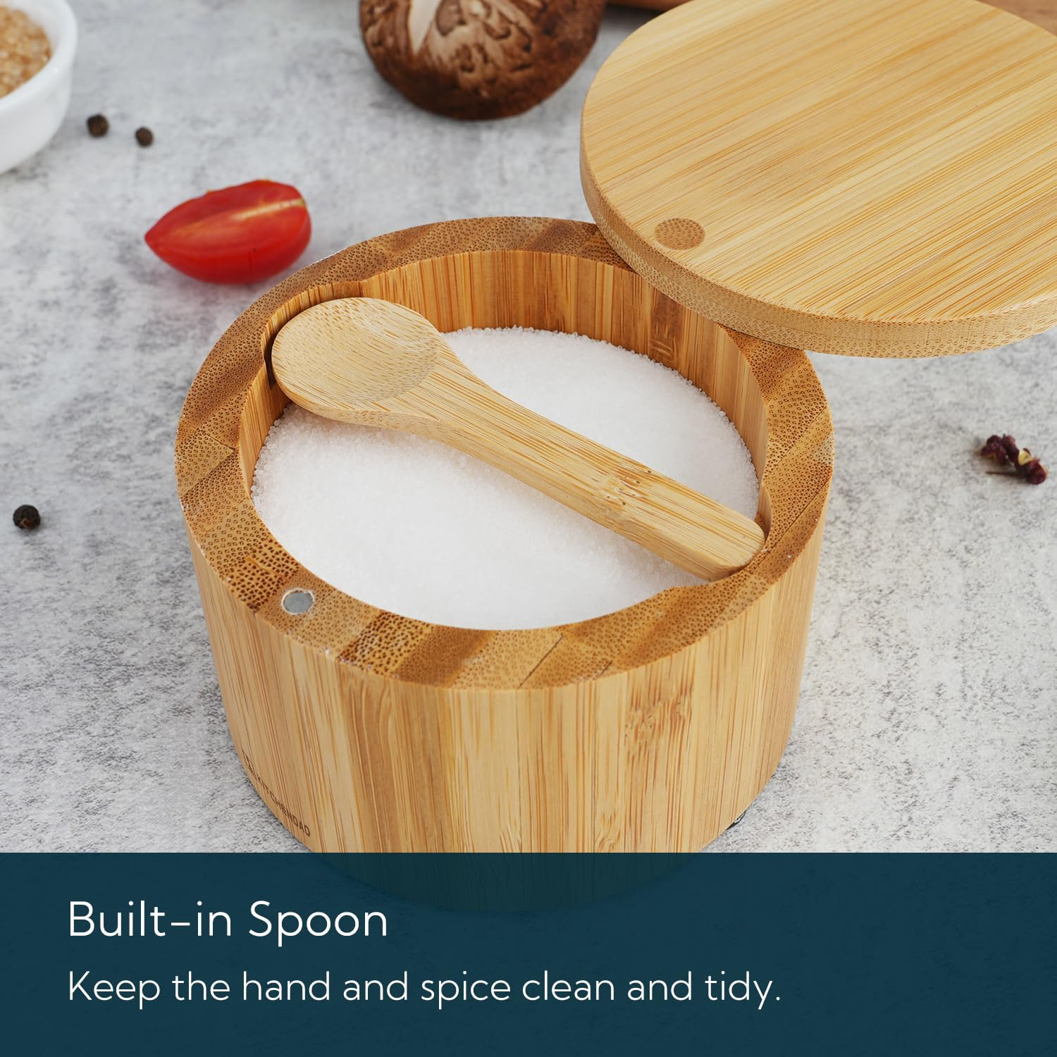 KITCHENDAO Bamboo Salt Cellar view 3