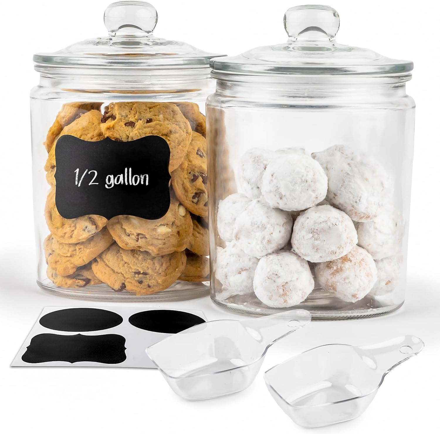 KooK Glass Storage Jars - 1/2 Gallon Set of 2