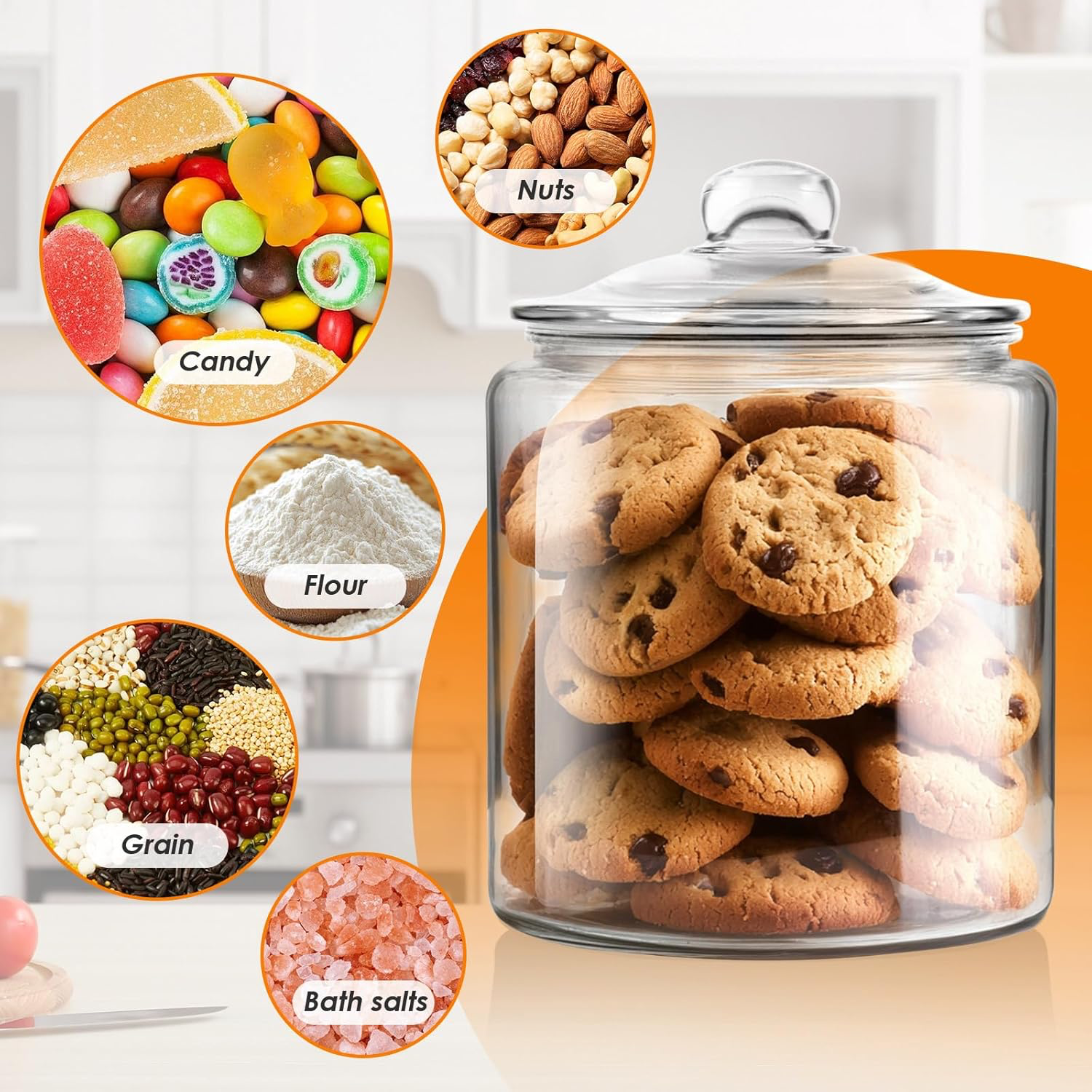 Masthome Large Glass Jar - 1 Gallon view 4