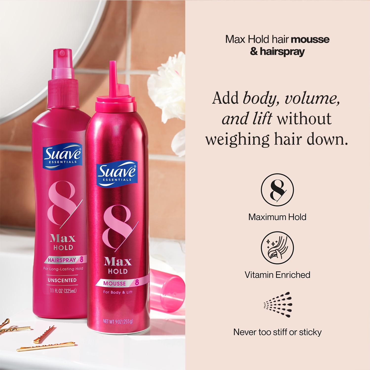 Suave Hair Styling Bundle - Hairspray + Mousse view 2