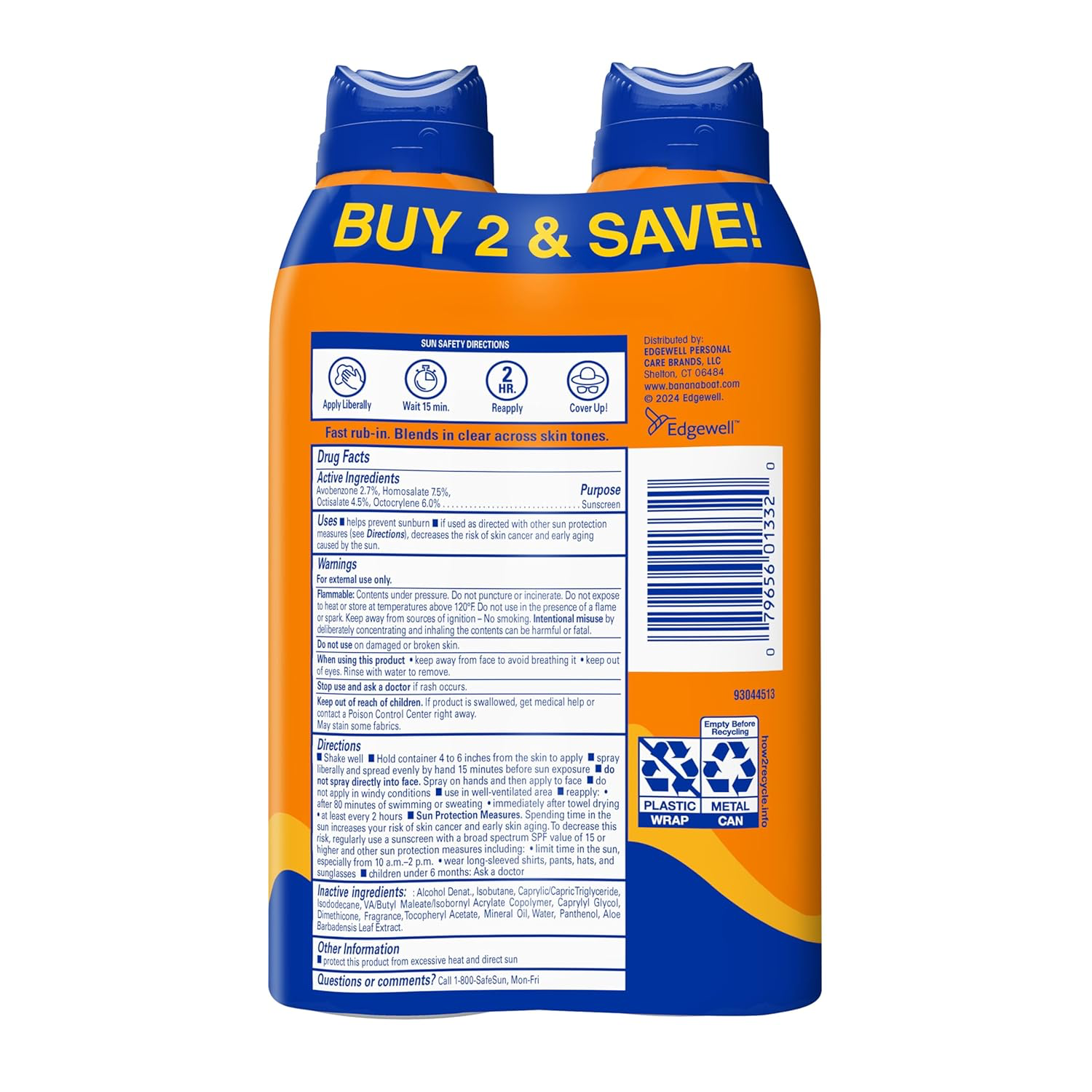 Banana Boat Sport Ultra SPF 50 Sunscreen Spray | Banana Boat Sunscreen Spray SPF 50, Water Resistant, Oxybenzone Free, Sunblock, 6oz each Twin Pack view 3