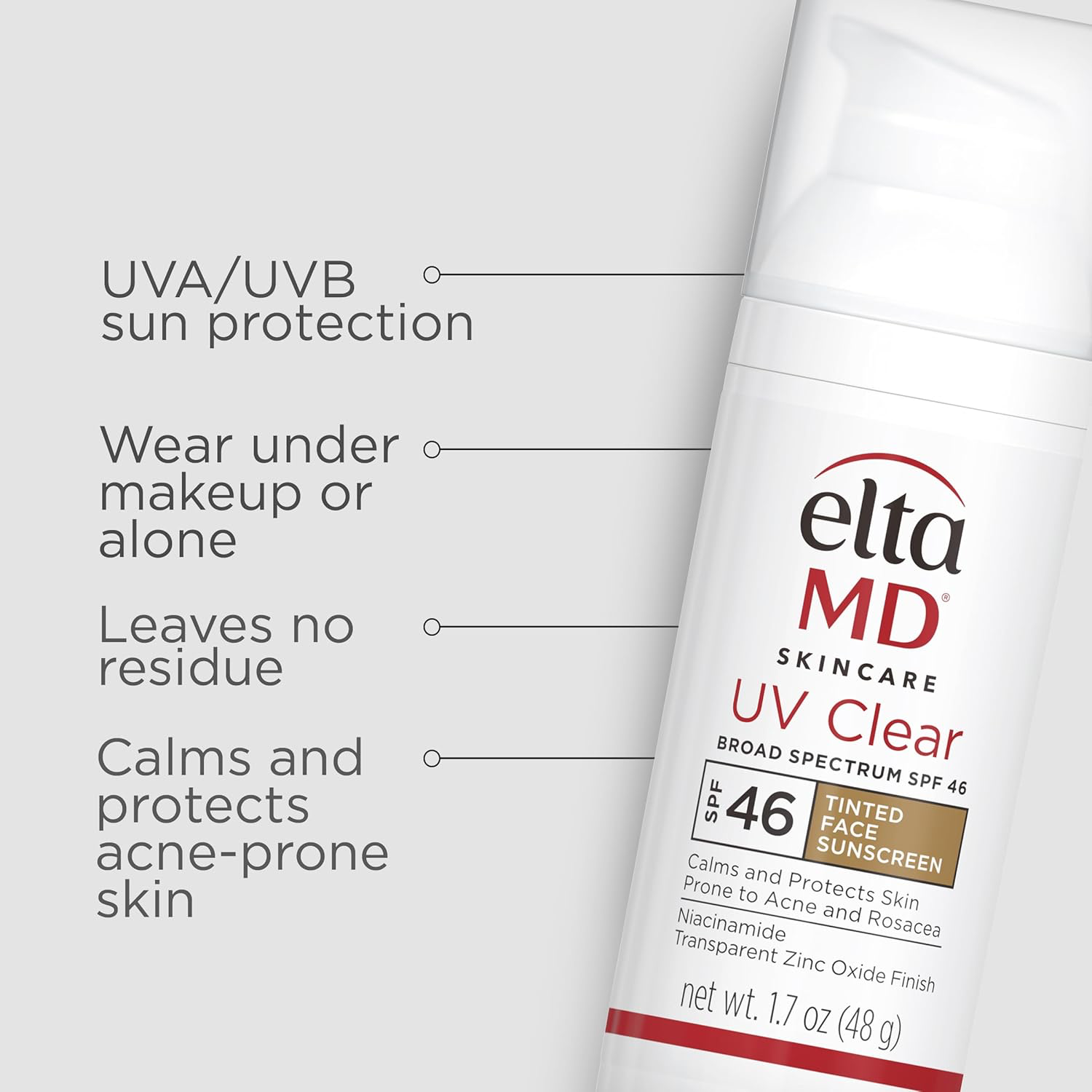 EltaMD UV Clear Tinted Face Sunscreen, SPF 46 Oil- Free with Zinc Oxide, Dermatologist Recommended view 2