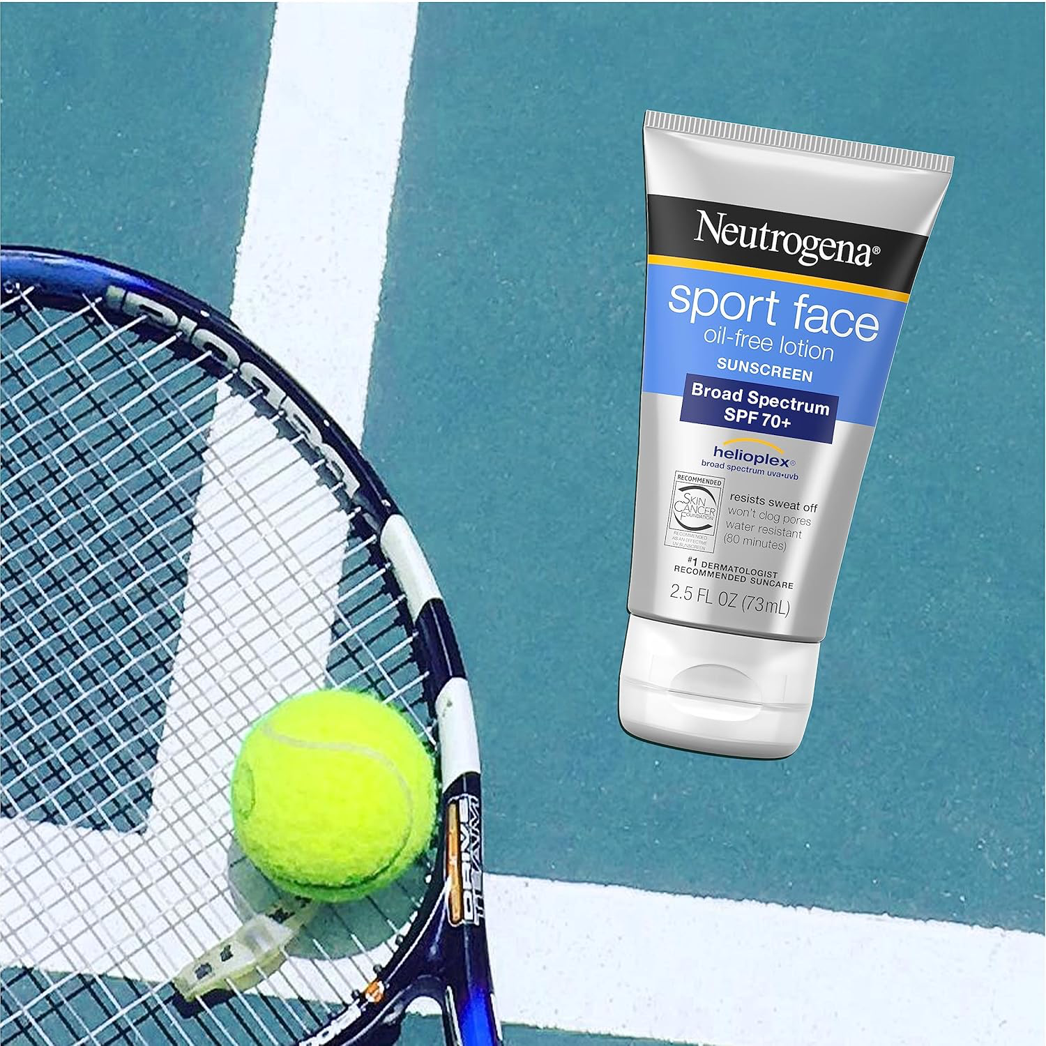 Neutrogena Sport Face Sunscreen SPF 70+, Oil-Free, 2.5 fl oz, Sweat & Water-Resistant, Broad-Spectrum UVA/UVB, Nourish & Restore Skin Balance, Oxybenzone Free Sunscreen For Face view 2