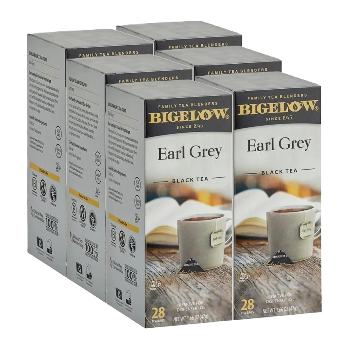 Bigelow Earl Grey Tea Bags 28-Count Boxes (Pack of 6) Black Tea Bags with Oil of Bergamot All Natural Gluten Free Rich in Antioxidants