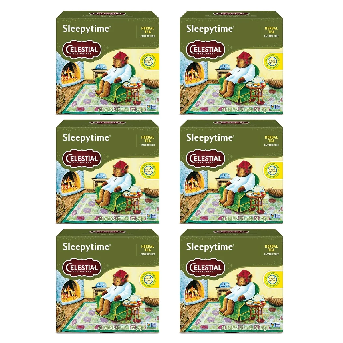 Celestial Seasonings Sleepytime Herbal Tea, Caffeine Free, 40 Tea Bags Box (Pack of 6)