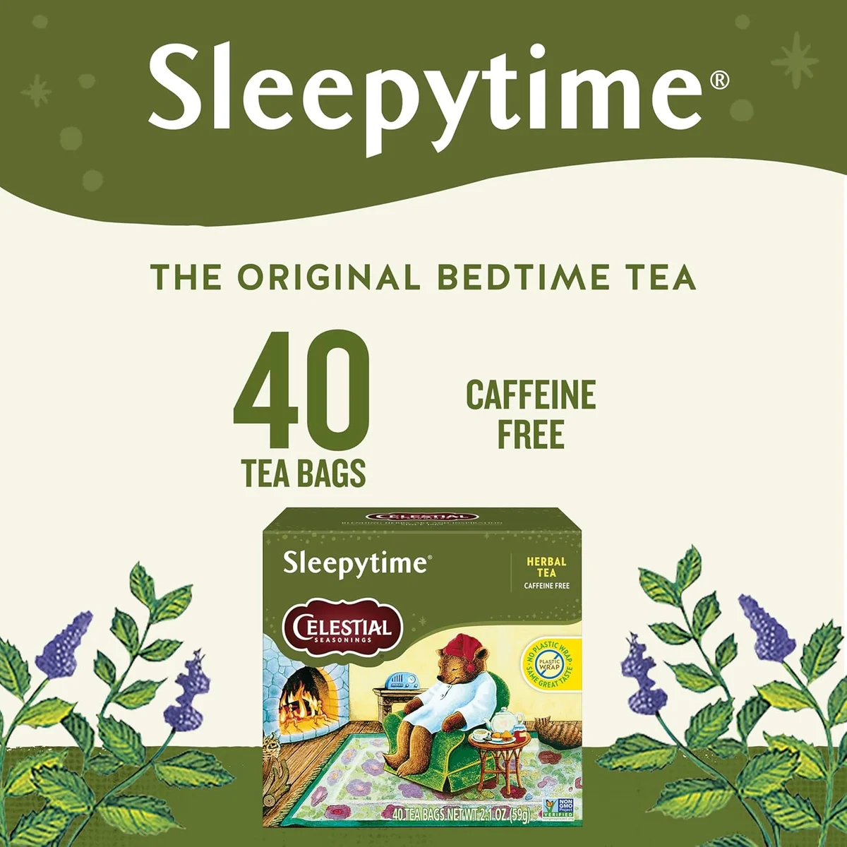 Celestial Seasonings Sleepytime Herbal Tea, Caffeine Free, 40 Tea Bags Box (Pack of 6) view 2