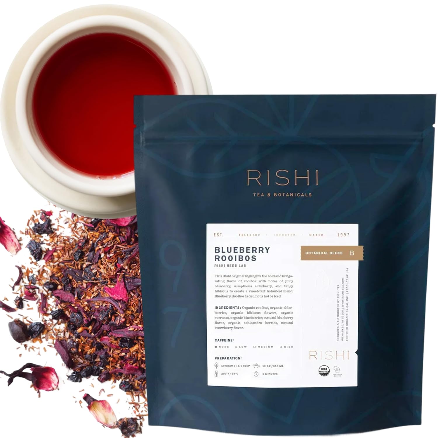 Rishi Tea Blueberry Rooibos Herbal Tea - Organic