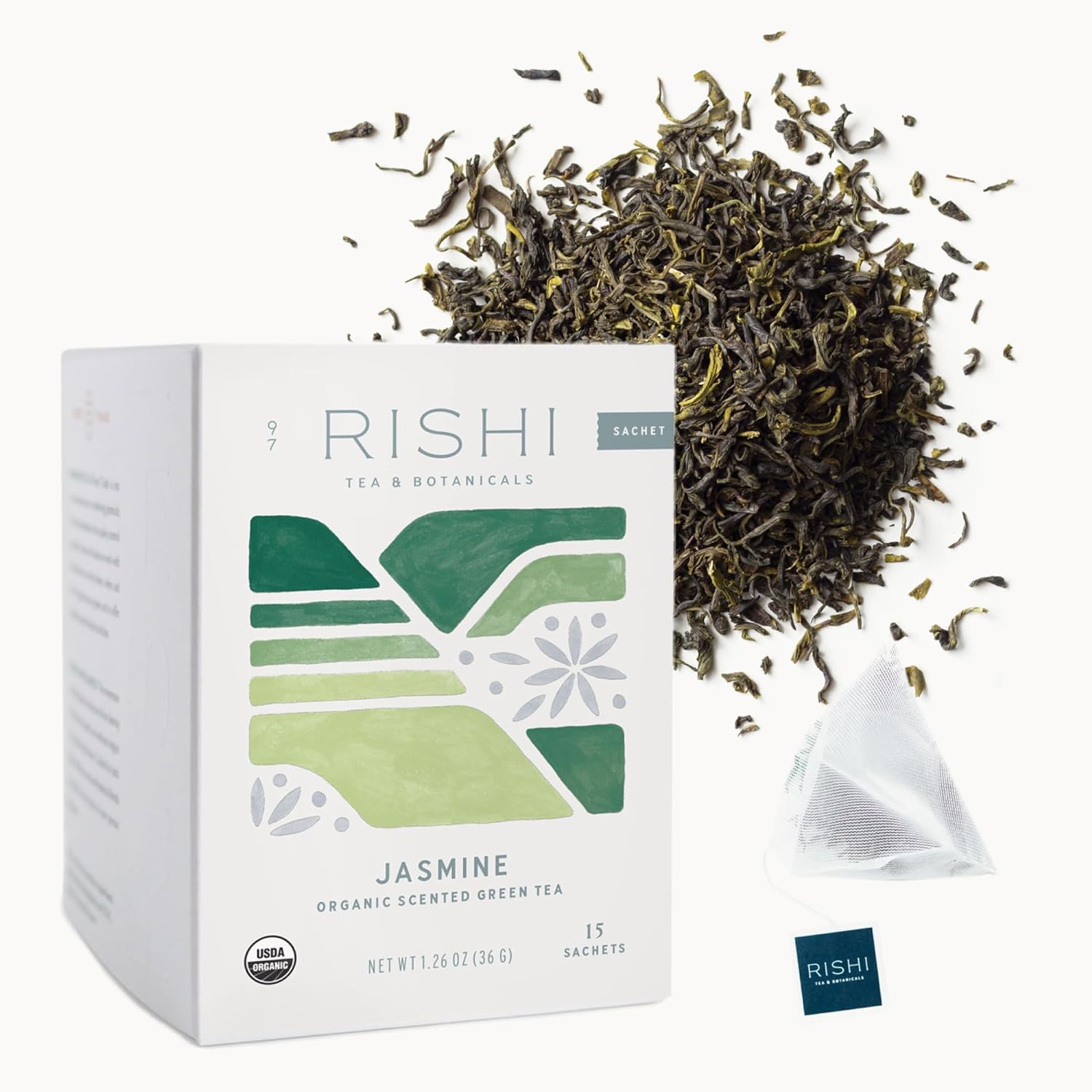 Rishi Tea Jasmine Green Tea - Organic Sachet Tea Bags