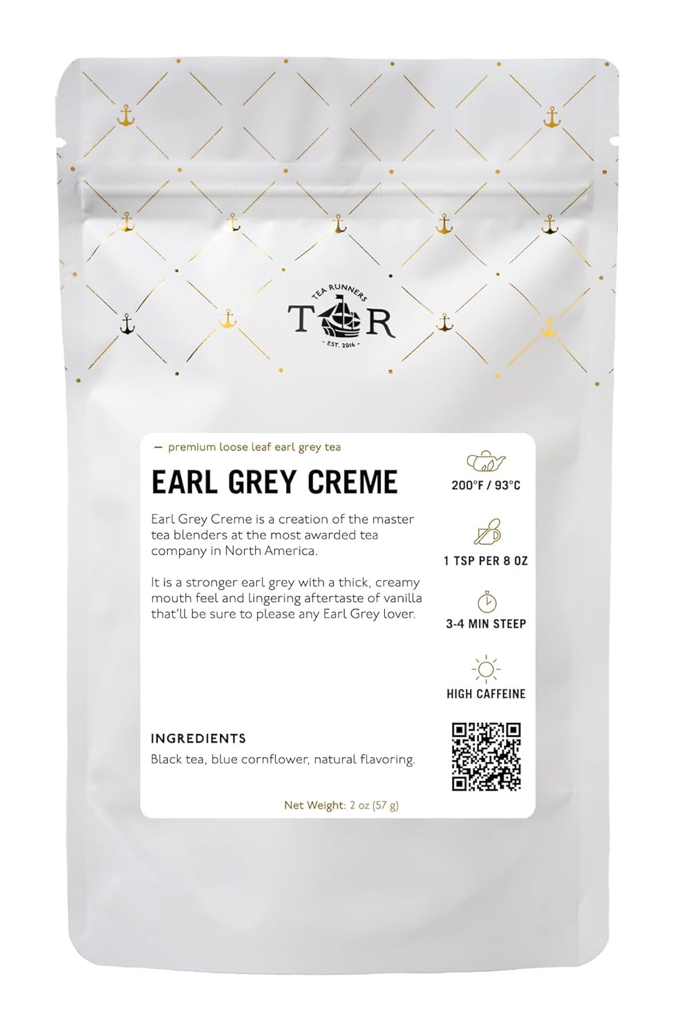 Tea Runners Earl Grey Creme Loose Leaf Black Tea – Classic Bergamot with Creamy Finish – 2oz