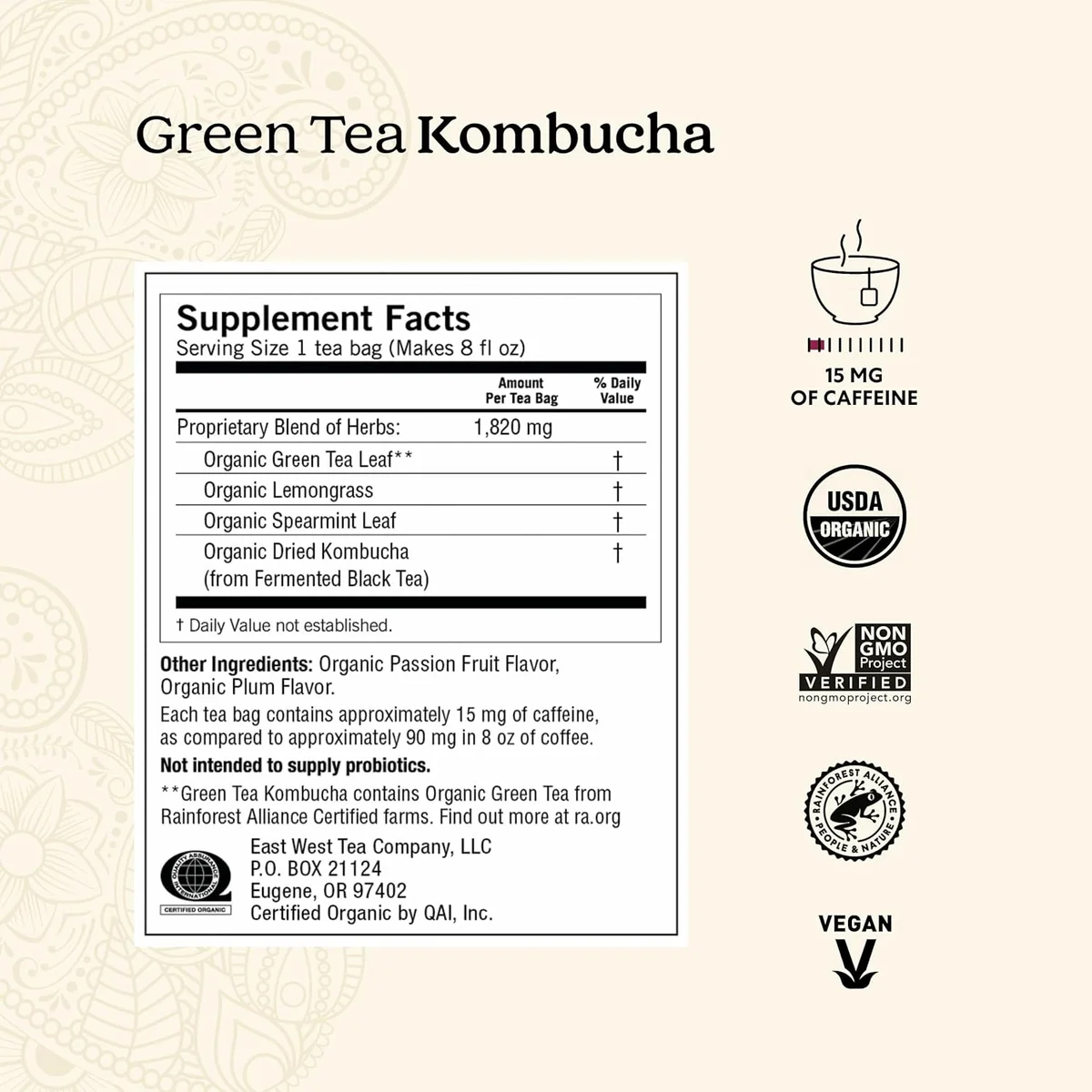 Yogi Tea - Green Tea Kombucha (6 Pack) - Supplies Antioxidants to Support Overall Health - Contains Caffeine - 96 Organic Green Tea Bags view 2