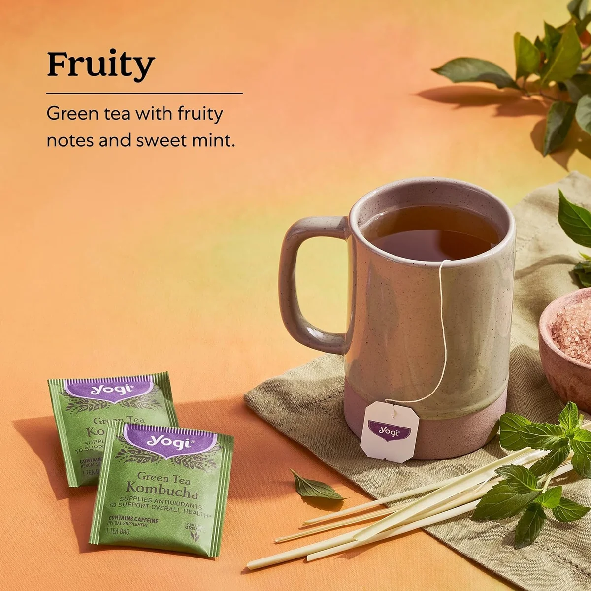 Yogi Tea - Green Tea Kombucha (6 Pack) - Supplies Antioxidants to Support Overall Health - Contains Caffeine - 96 Organic Green Tea Bags view 4