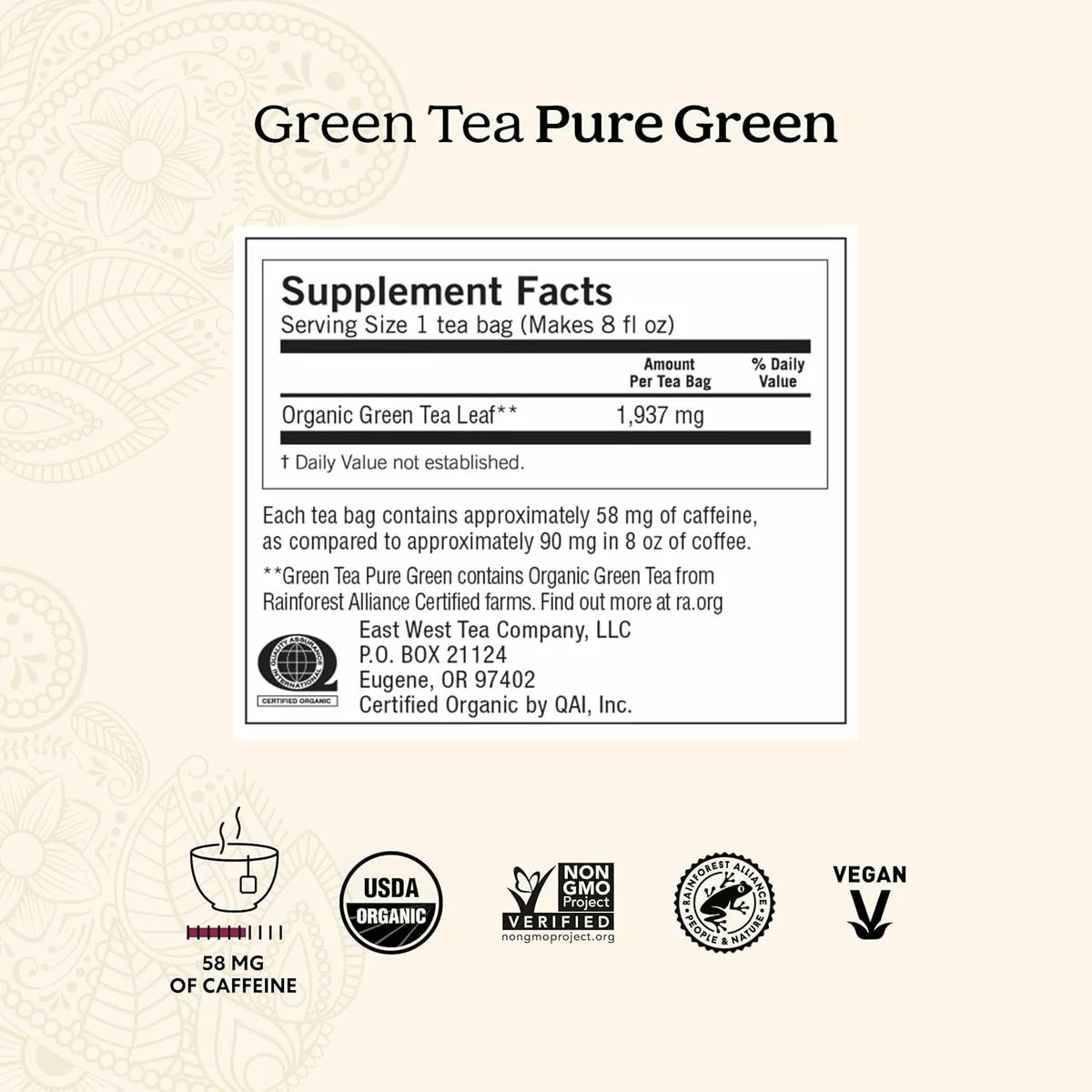 Yogi Tea Pure Green Tea - 16 Bags per Pack (6 Packs) - Organic - Supports Overall Health & Provides Antioxidants | per Pack, Organic view 3