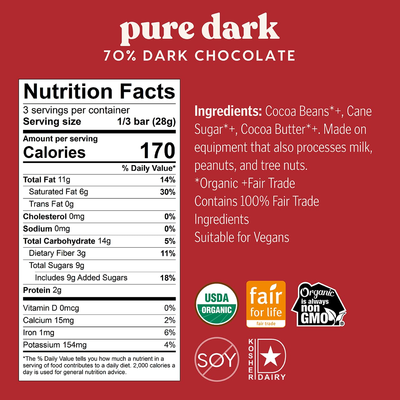 Theo Pure Organic Dark Chocolate 70% Bulk Pack view 2