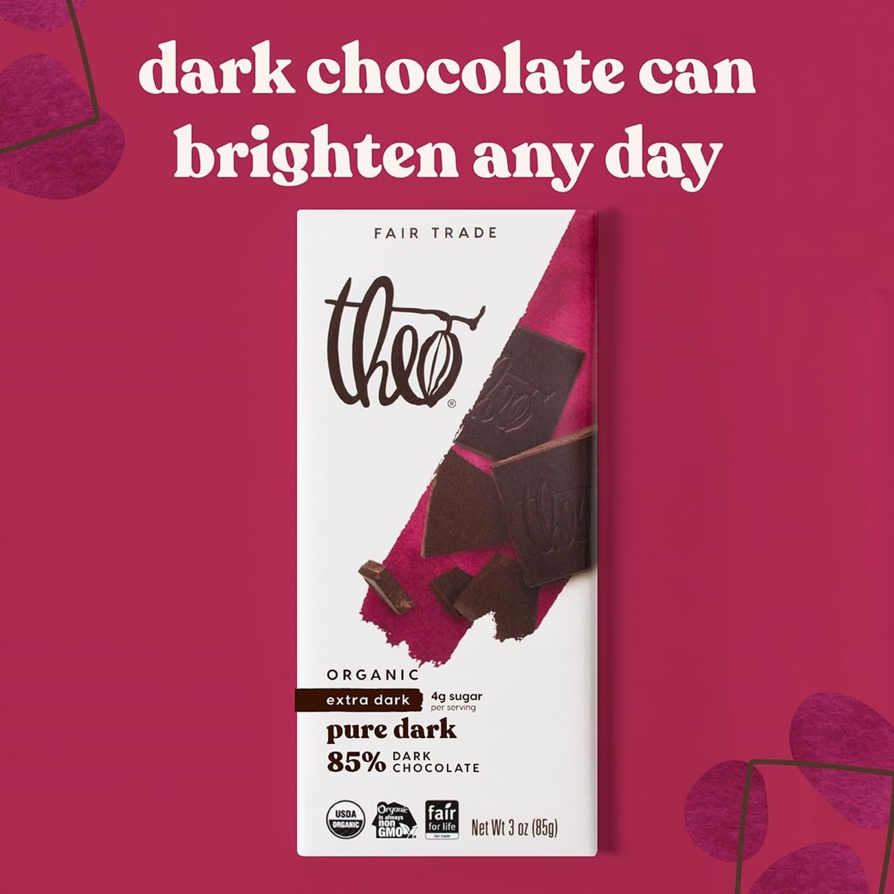 Theo Pure Organic Dark Chocolate 85% Bulk Pack view 3