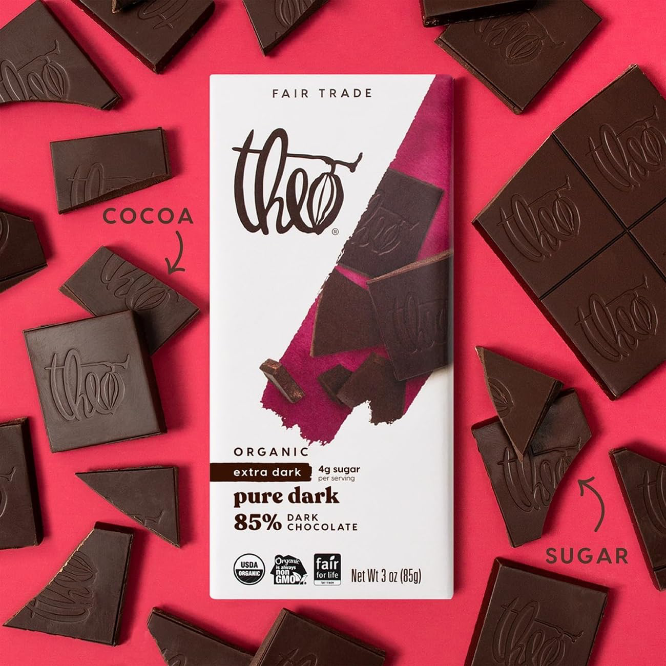 Theo Pure Organic Dark Chocolate 85% Bulk Pack view 4
