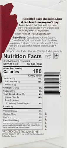 Theo Pure Organic Dark Chocolate 85% Cacao view 2