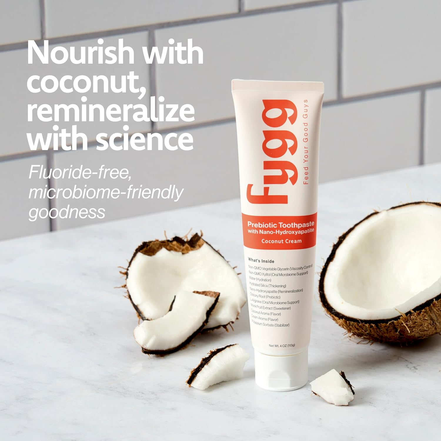 Fygg Fluoride-Free Toothpaste with Prebiotics, Coconut Cream view 3
