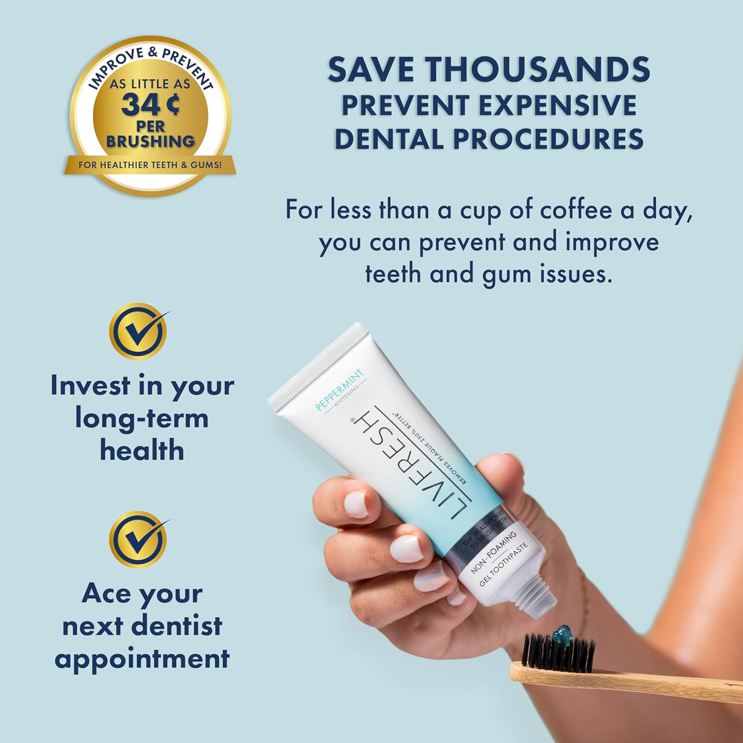 LIVFRESH Toothpaste Gel, Peppermint view 4