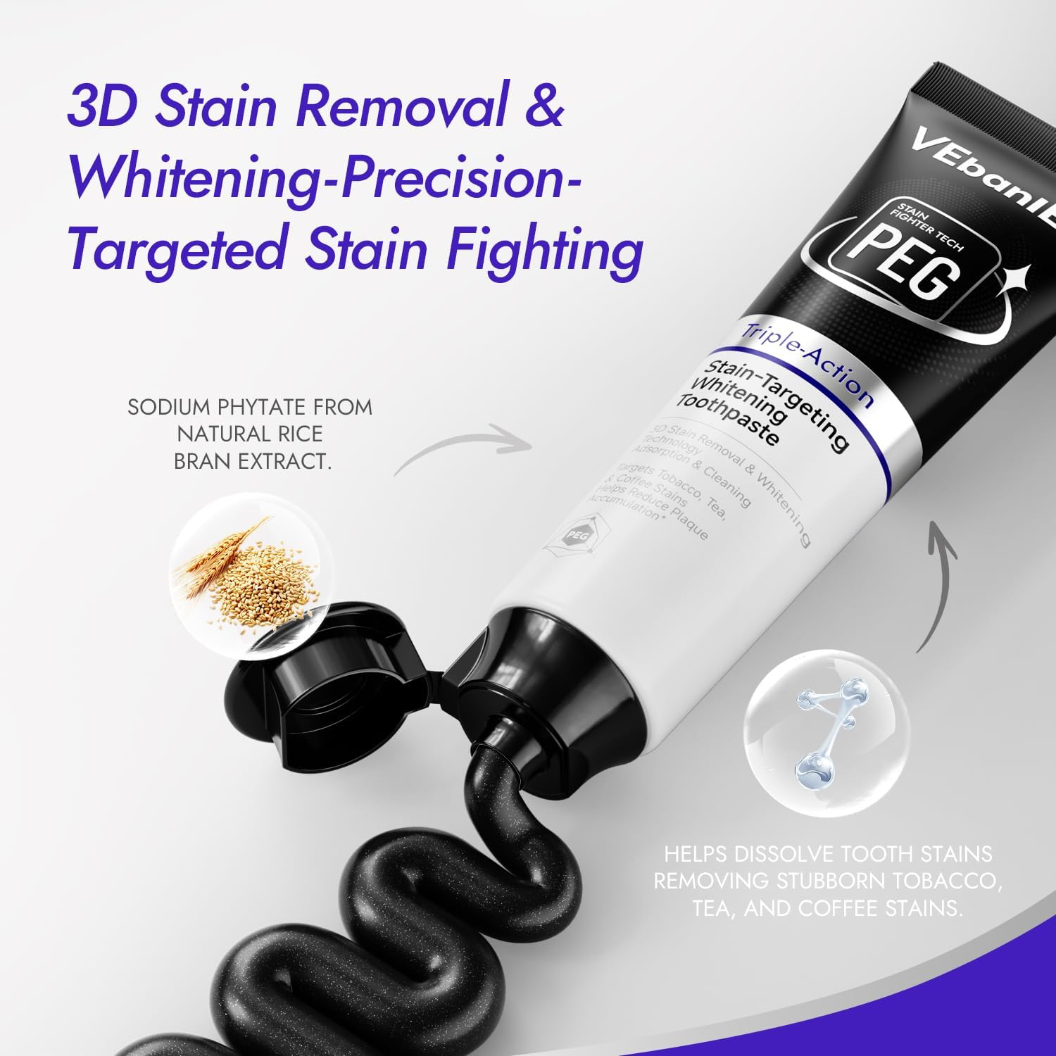 Stain-Targeting Teeth Whitening Toothpaste with Charcoal view 4