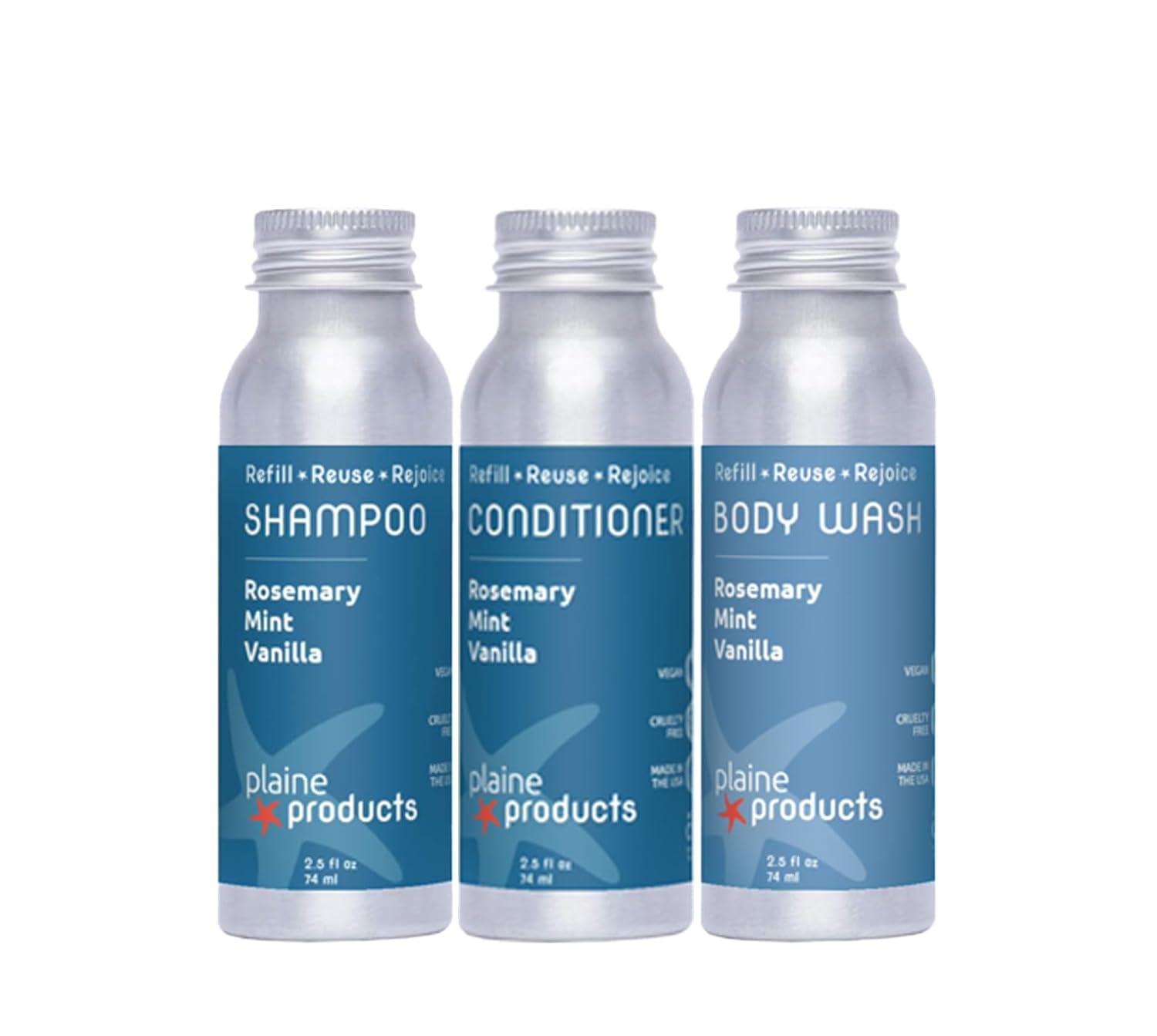 Travel Size Shampoo Conditioner Body Wash Set