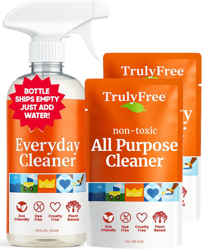 Truly Free Everyday Cleaner - Multipurpose Cleaner Spray, Kitchen Counter Cleaner, Natural Cleaning Products, Multi-Surface Household Solution - Pack of 3