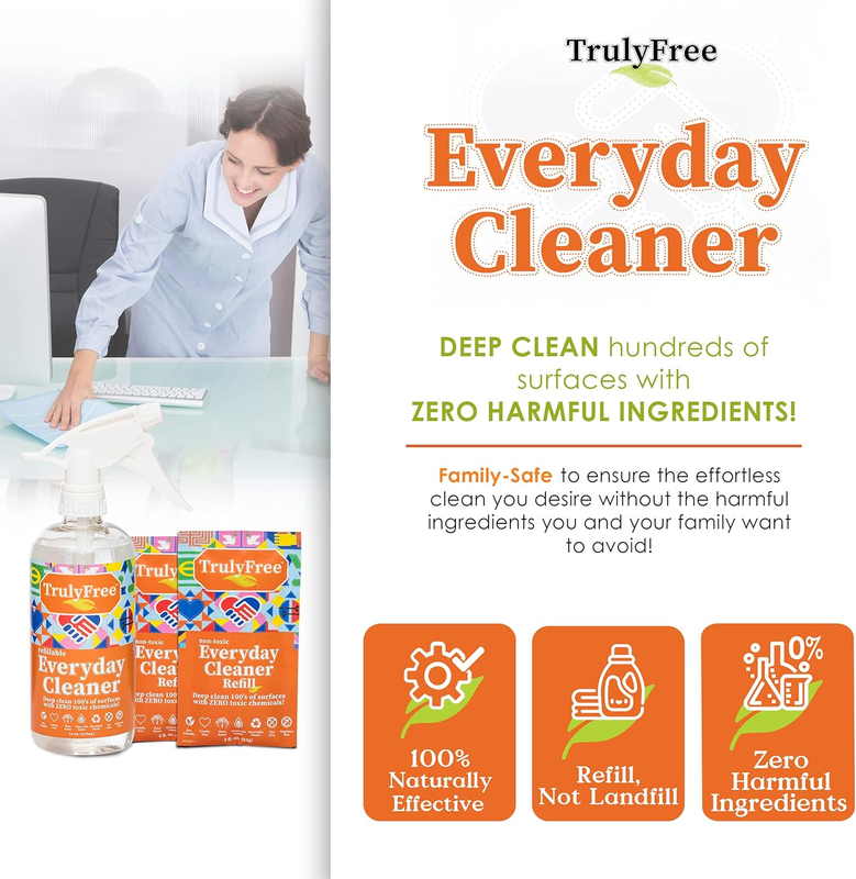 Truly Free Everyday Cleaner - Multipurpose Cleaner Spray, Kitchen Counter Cleaner, Natural Cleaning Products, Multi-Surface Household Solution - Pack of 3 view 4