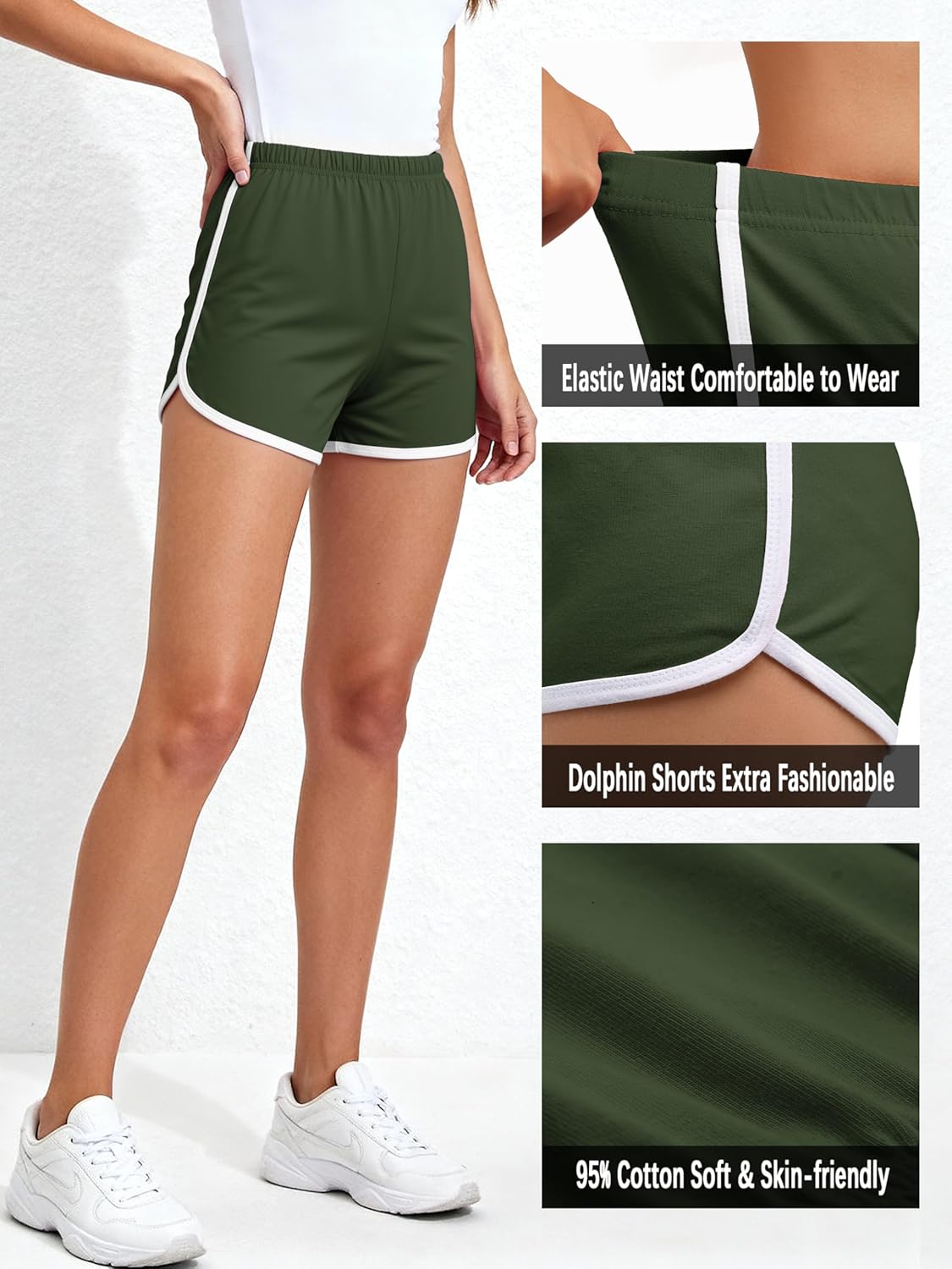 URATOT Womens Cotton Athletic Shorts 2-Pack view 4