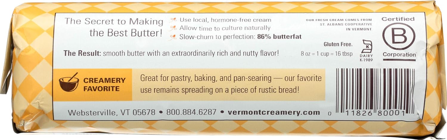 Vermont Creamery, Lightly Salted European-Style Cultured Butter Roll, 8 oz view 2