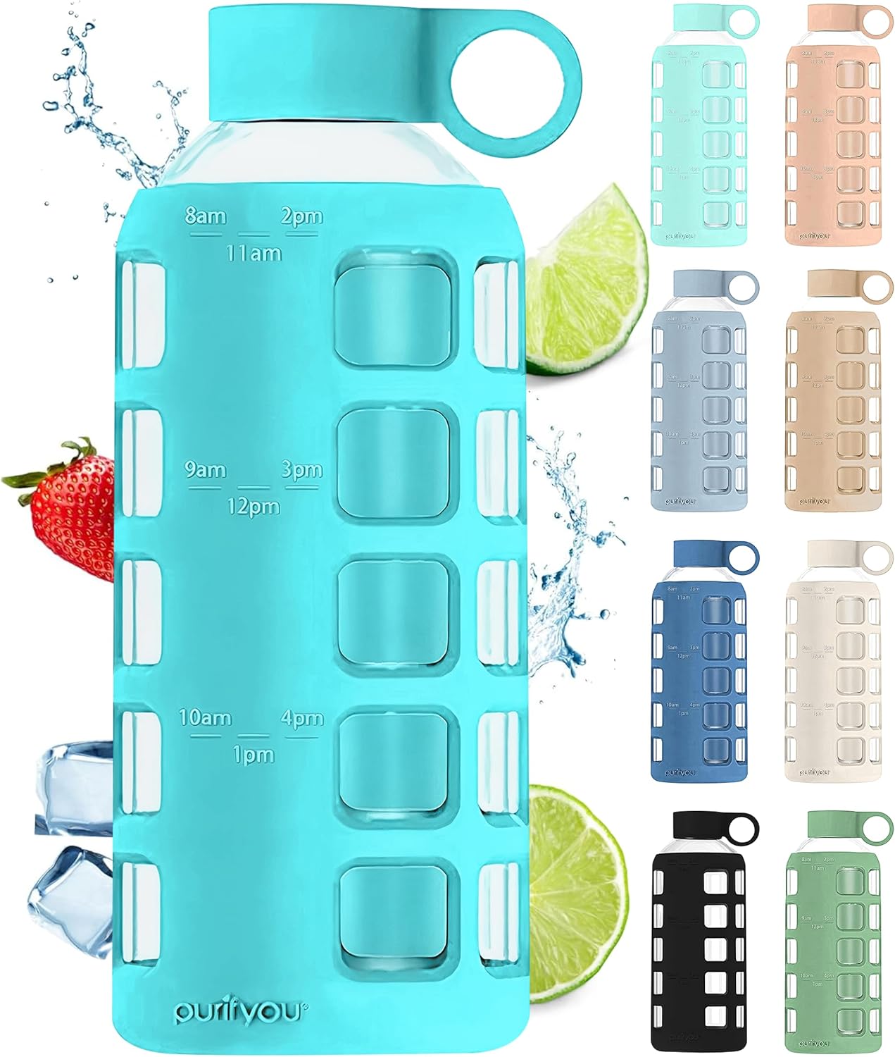 Purifyou Borosilicate Glass Water Bottle - 22oz