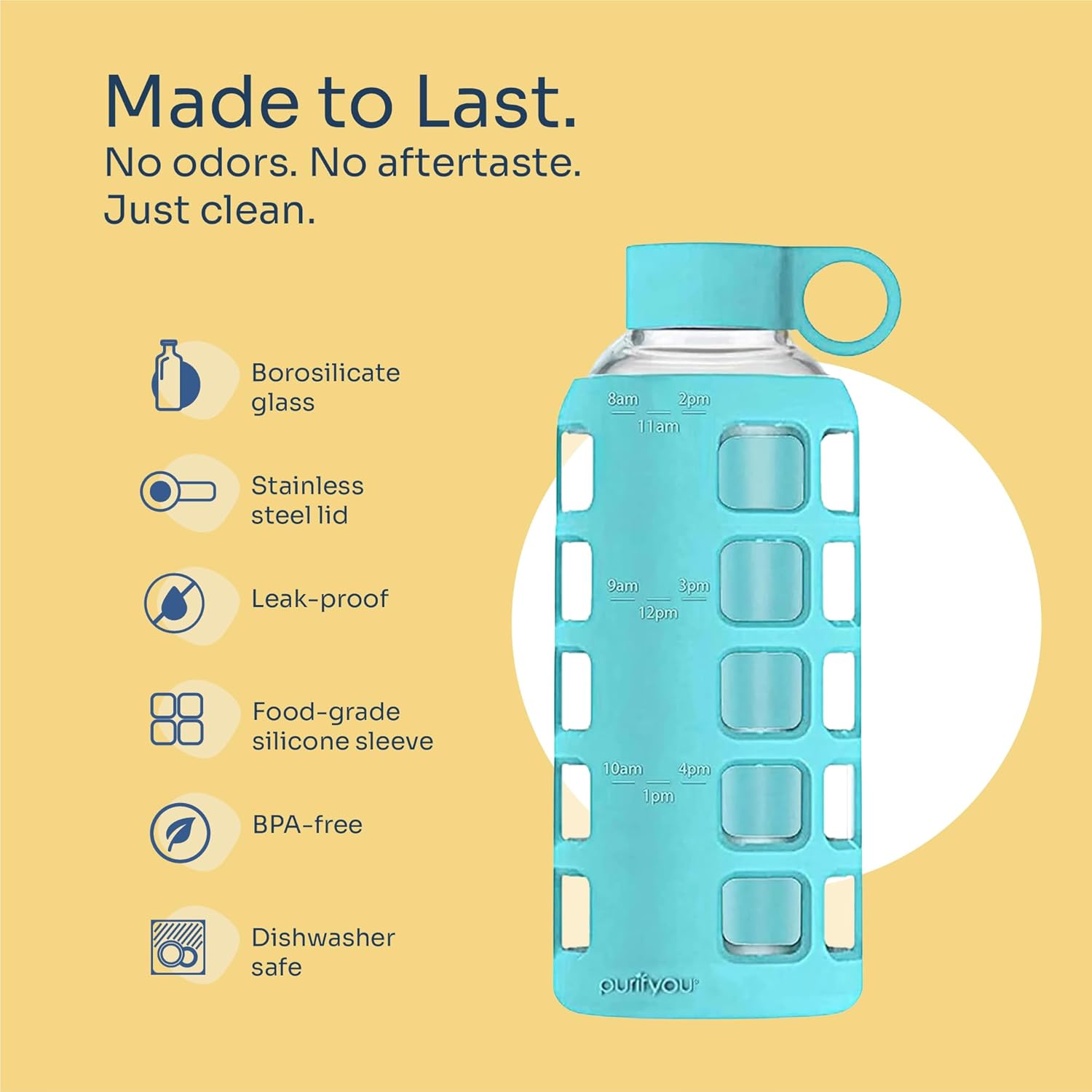 Purifyou Borosilicate Glass Water Bottle - 22oz view 4