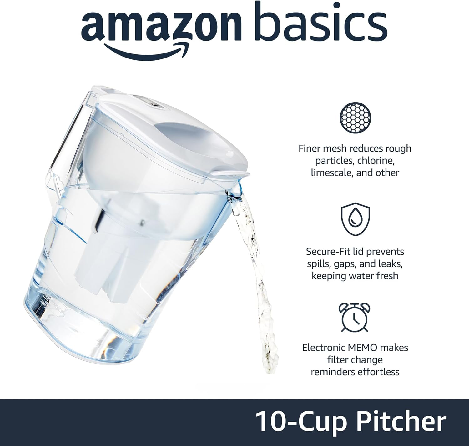 Amazon Basics - 10-Cup Water Filter Pitcher view 2