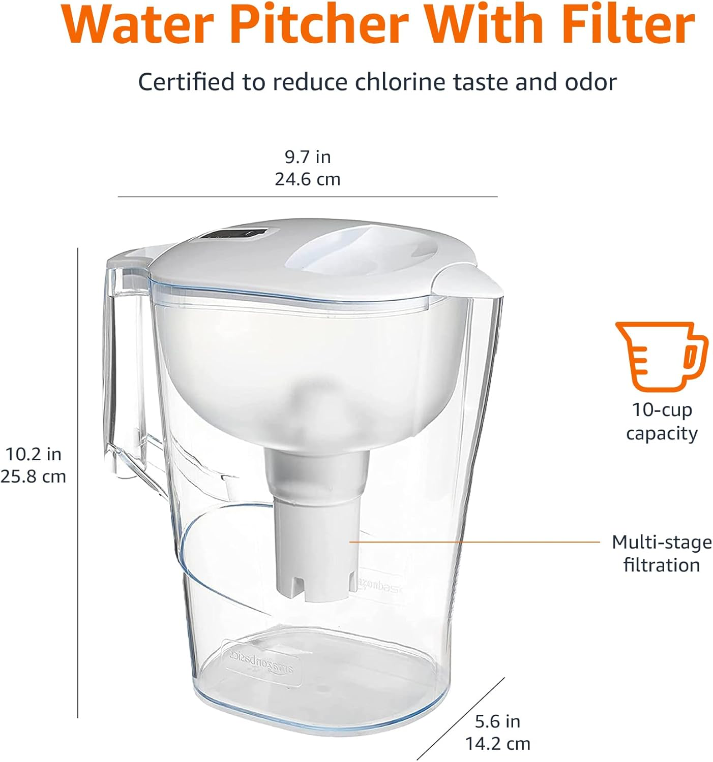 Amazon Basics - 10-Cup Water Filter Pitcher view 4