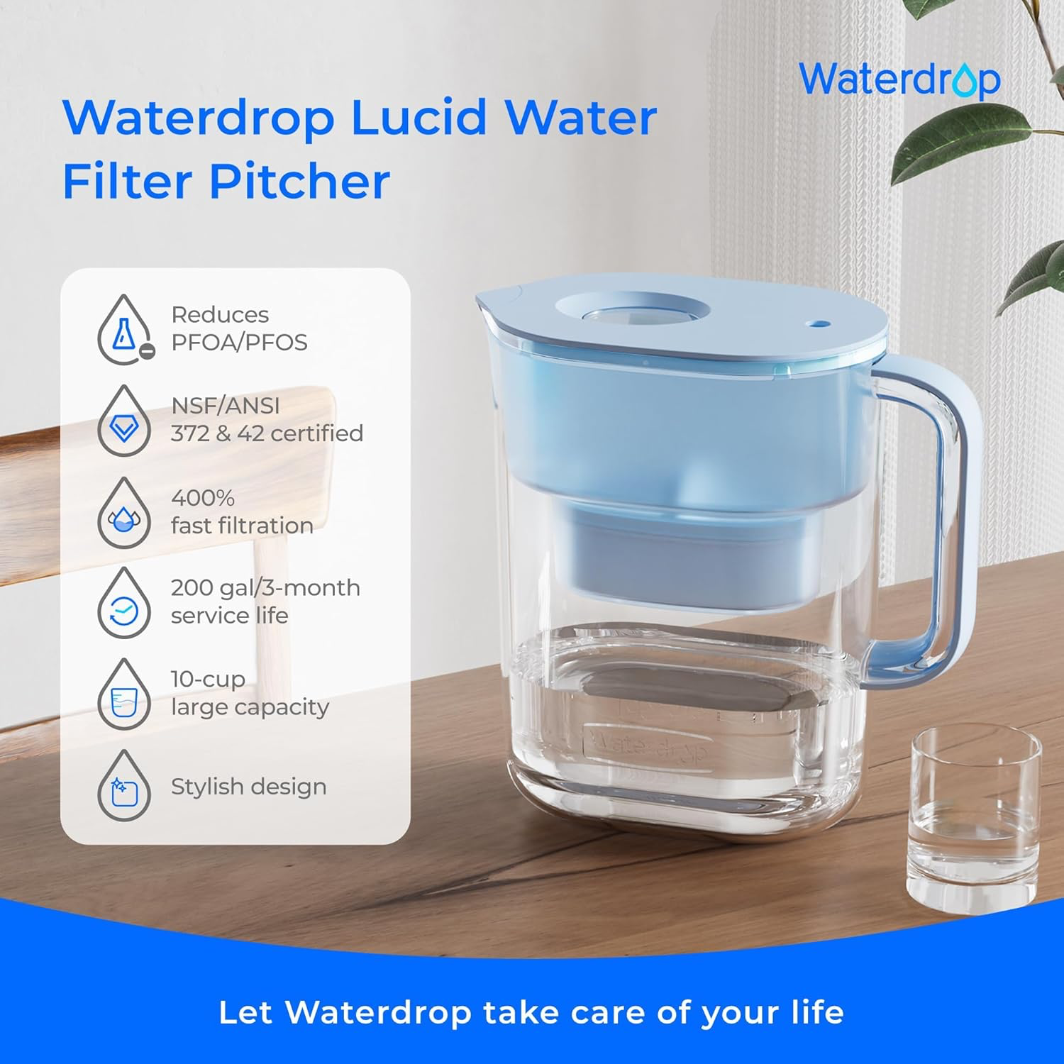 Waterdrop Water Filter Pitcher - 10 Cup view 2