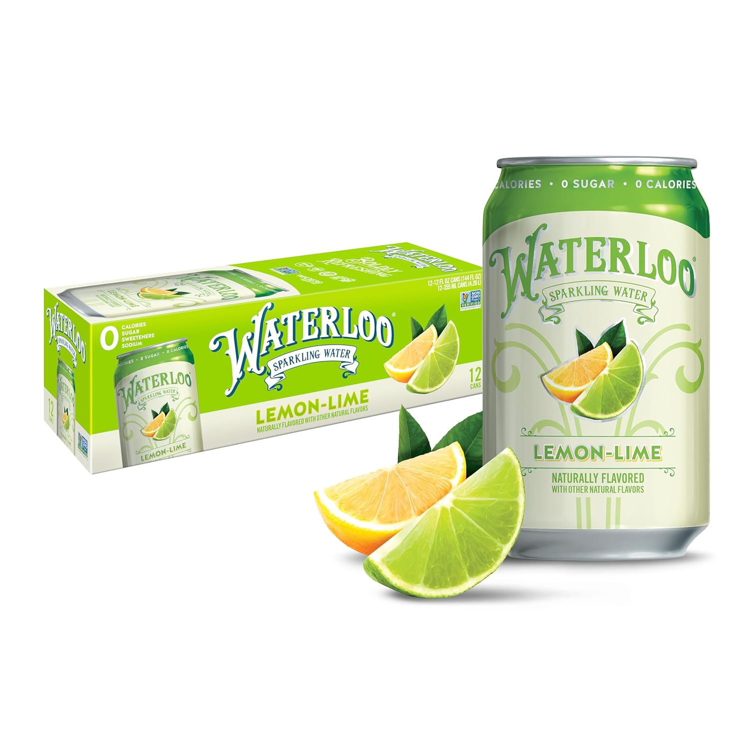 Waterloo Sparkling Water, Lemon-Lime Naturally Flavored, 12 Fl Oz Cans (Pack of 12) – Zero Calories and Zero Sugar or Sweeteners