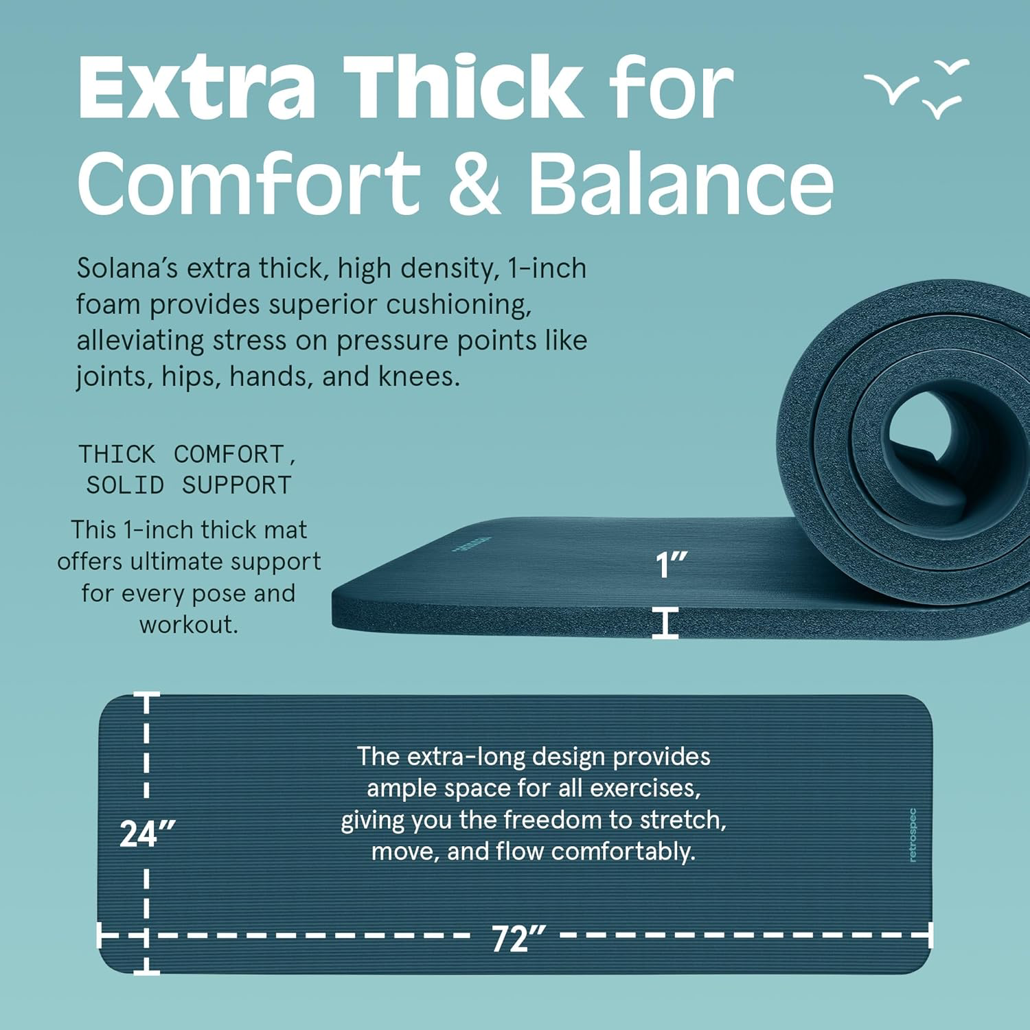 Retrospec Solana Yoga Mat 1" Thick view 3